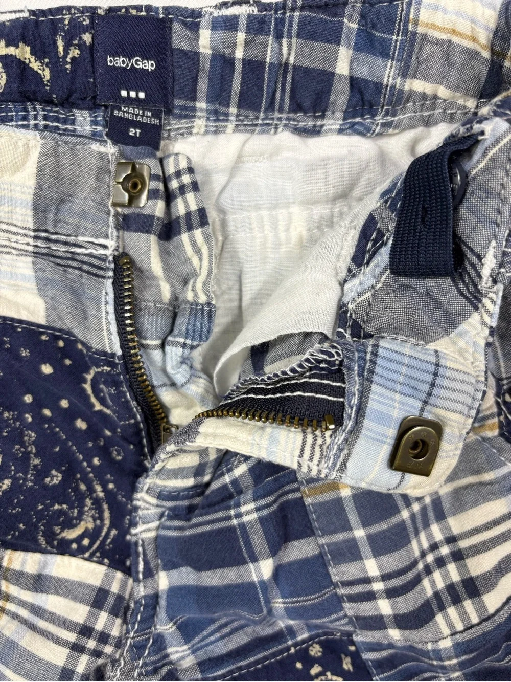 GAP Navy and Cream Patchwork Plaid Shorts | Size 2T